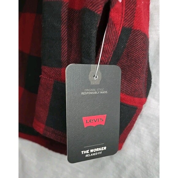 Levi's Relaxed Fit Flannel Button Shirt, Sz XL, Red/Black Checkered, NWT - Picture 8 of 10